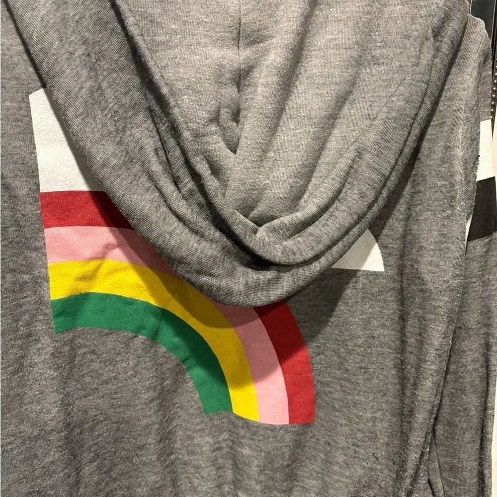 Wildfox “Rain or Shine” Zip Up Rainbow Hoodie